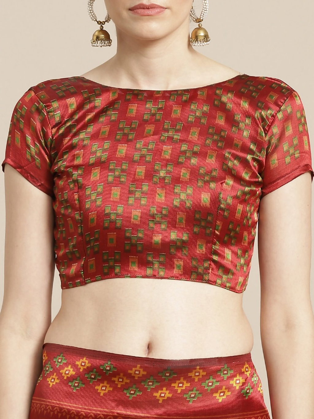 Saree Mall Rust Red & Mustard Yellow Printed Saree
