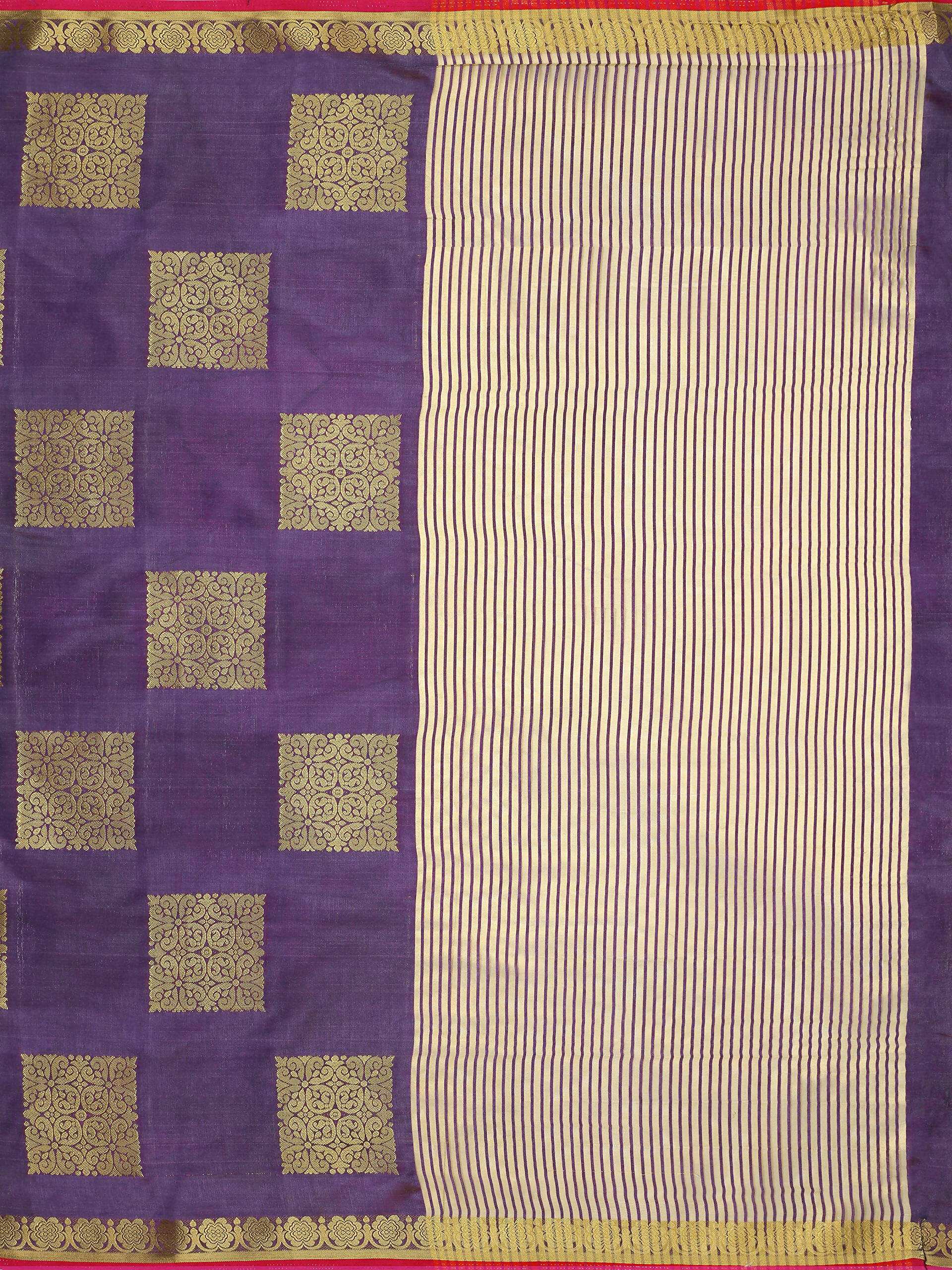 Mimosa Women's Kanchipuram Tussar Silk Purple Saree