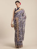 Ahalyaa Women's Purple Chanderi Digital Print Saree