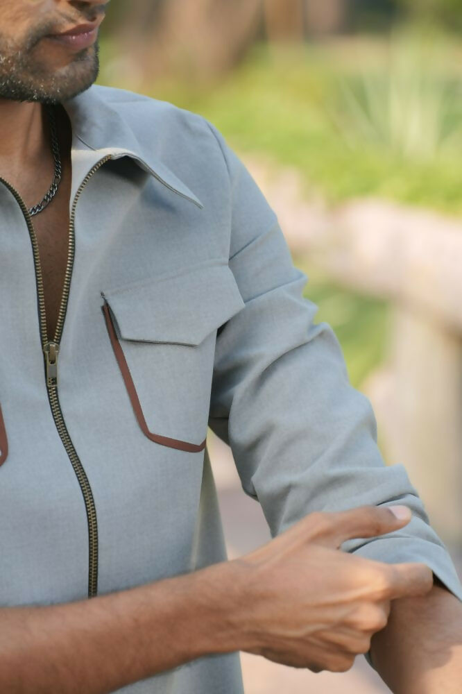Laynox Distorted Gray Shacket by Hilo Design