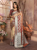 Anaita Brown kochi Silk With Beautiful Checks Weaving Saree With Blouse