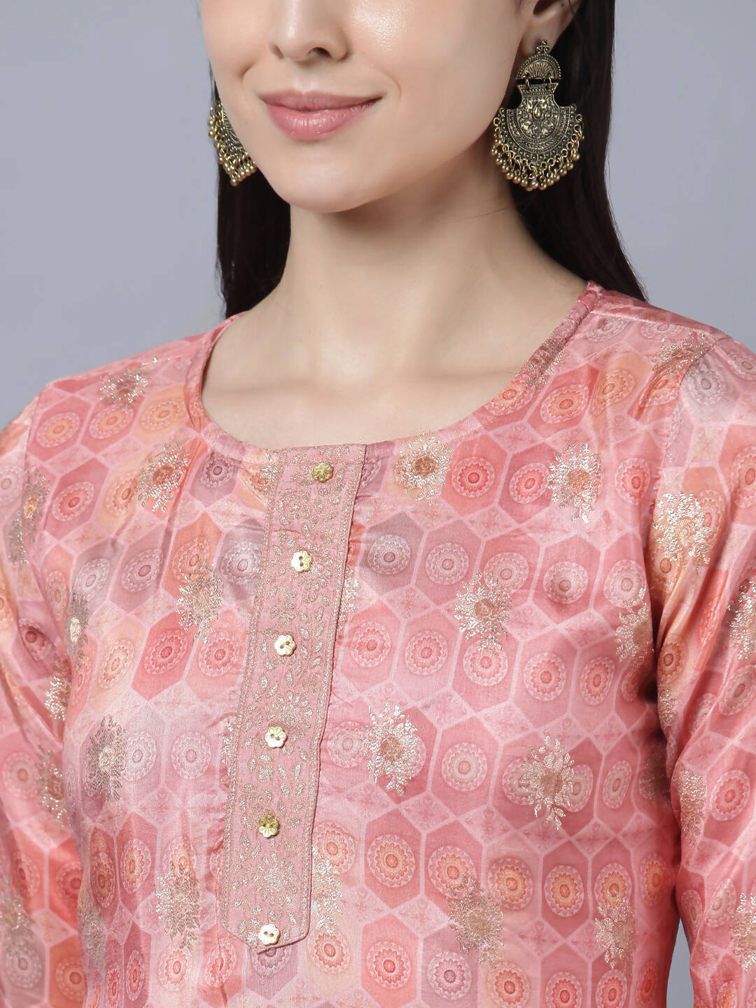 Myshka Stylish Pink 3/4 Sleeve Women's Kurta