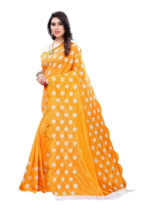 Vamika Zoya Silk Embroidered Yellow Saree (RAKHI MUSTARD)
