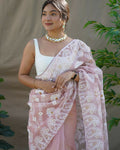 Vamsee Amisha Peach Organza Saree