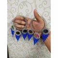 MS Fashion India Blue Pearls With Mirror Latkan Bangles