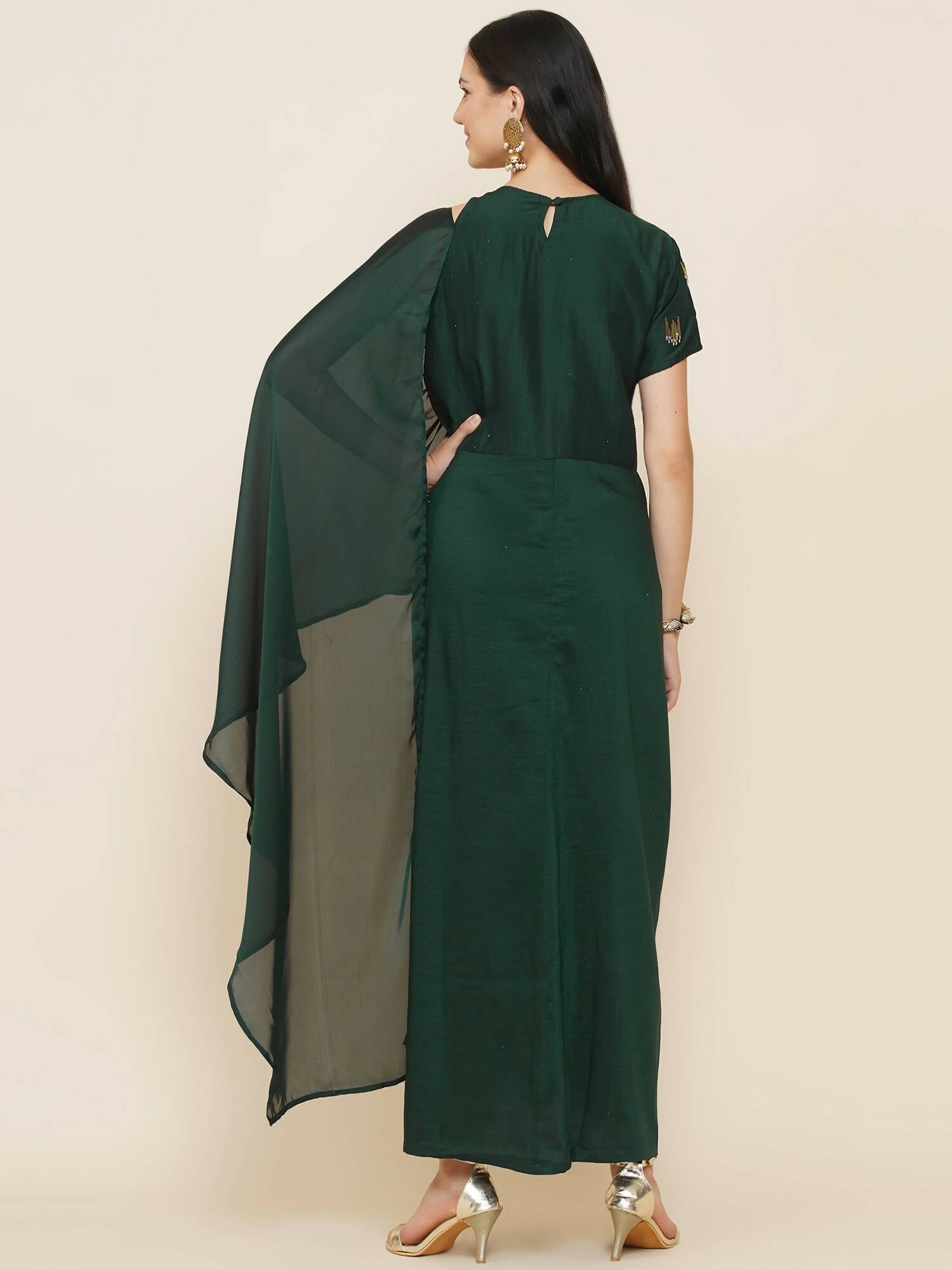 Women Republic Green Hand Embellished Gown
