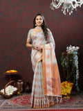 Lorenvalley Fashion Grey Cotton with Woven Design Zari Weaving Saree