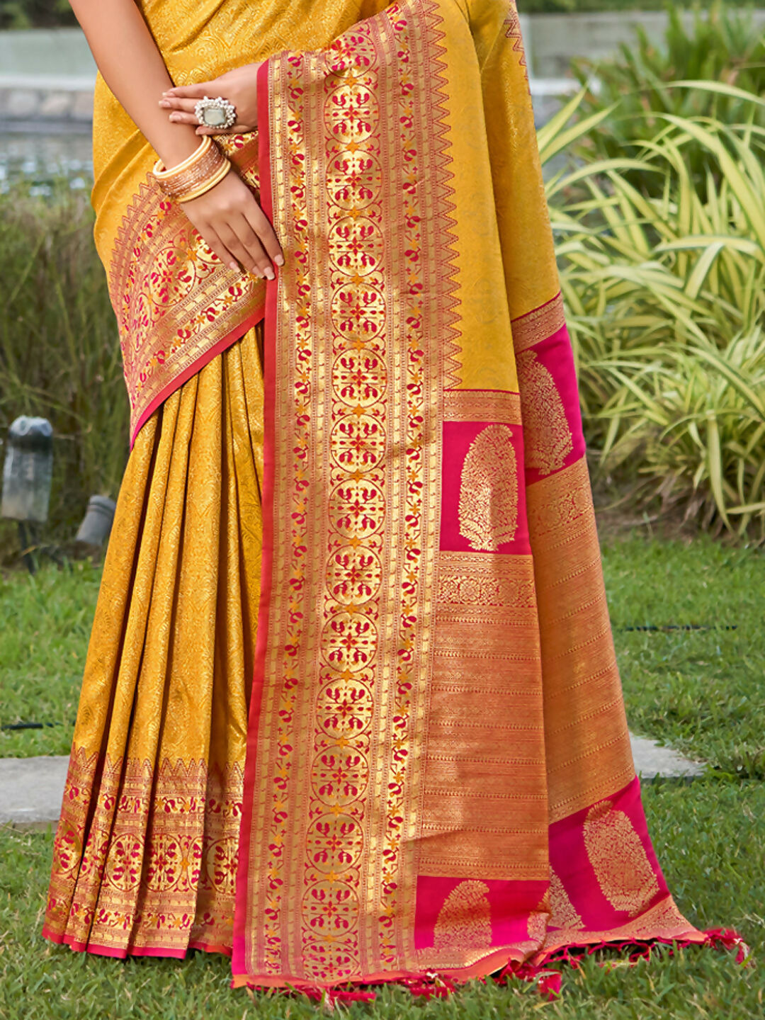 Shree Shyam Fashion Banarasi Silk Yellow Saree