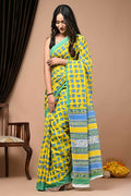 Exclusive Collection Yellow Multi Beautiful Mulmul Cotton Saree