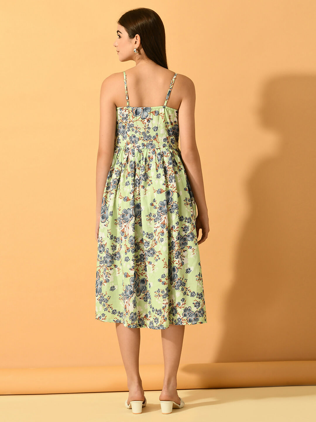 Myshka Women's Lime Green Fit and Flare Party Dress