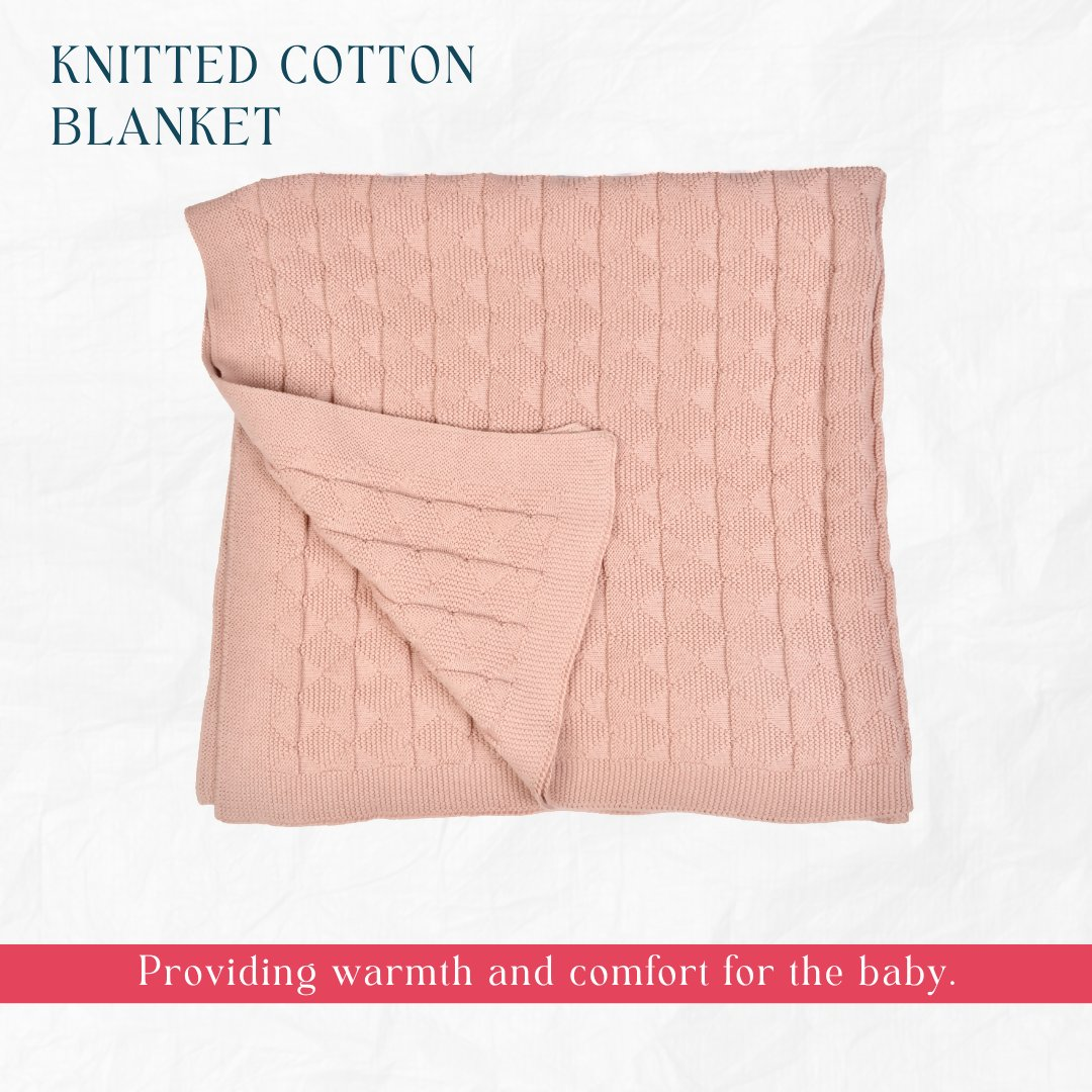 Nesta Toys Newborn Gift Set - Knitted Cotton Blanket, Lion Plush Toy, Elephant & Car Teether