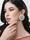NVR Women Gold-Toned Circular Studs Earrings