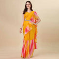 Women's Partywear Designer Yellow Georgette Fancy Saree - Dyuti