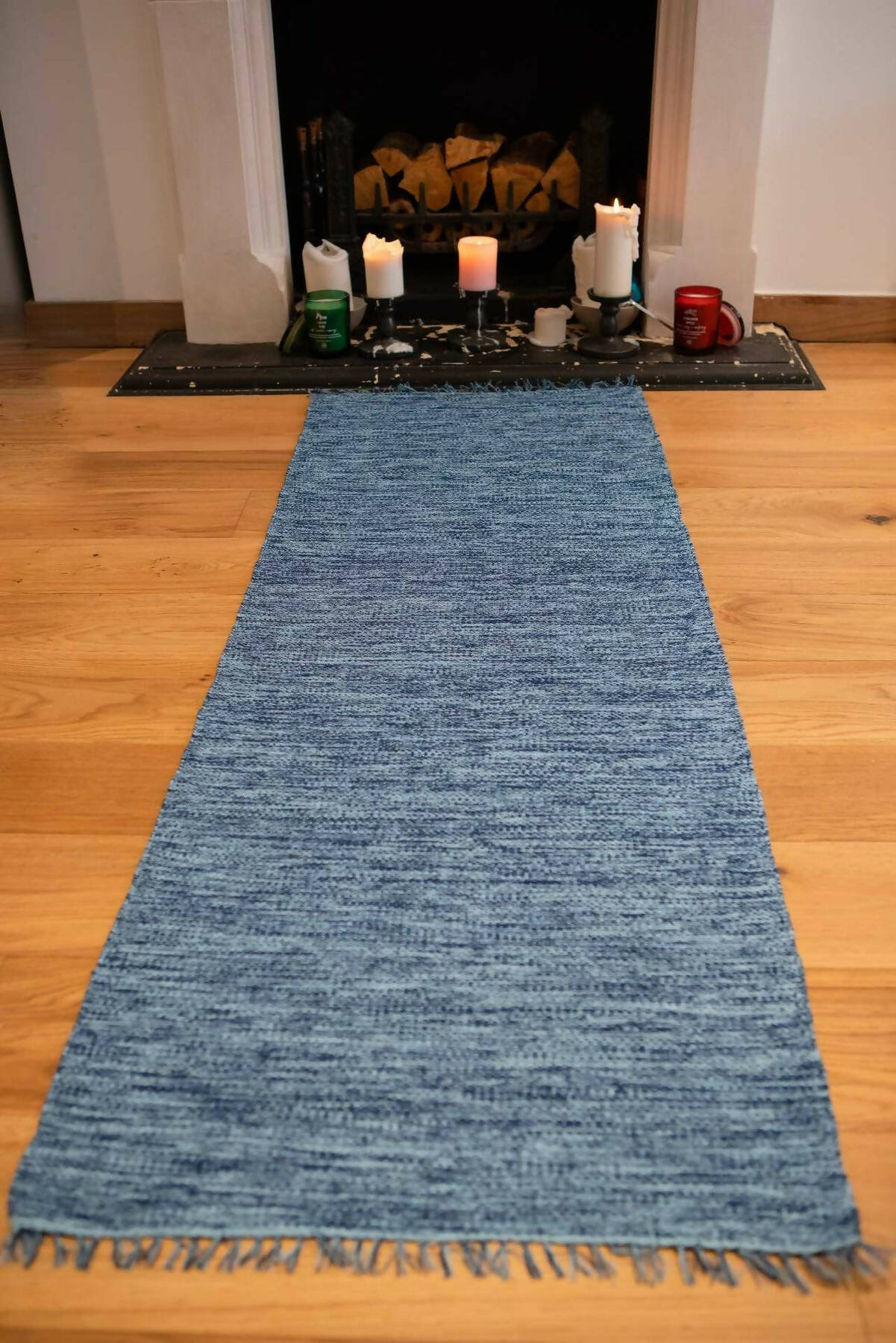 Karpasa London Handmade Yoga Mat Blue Organic Cotton