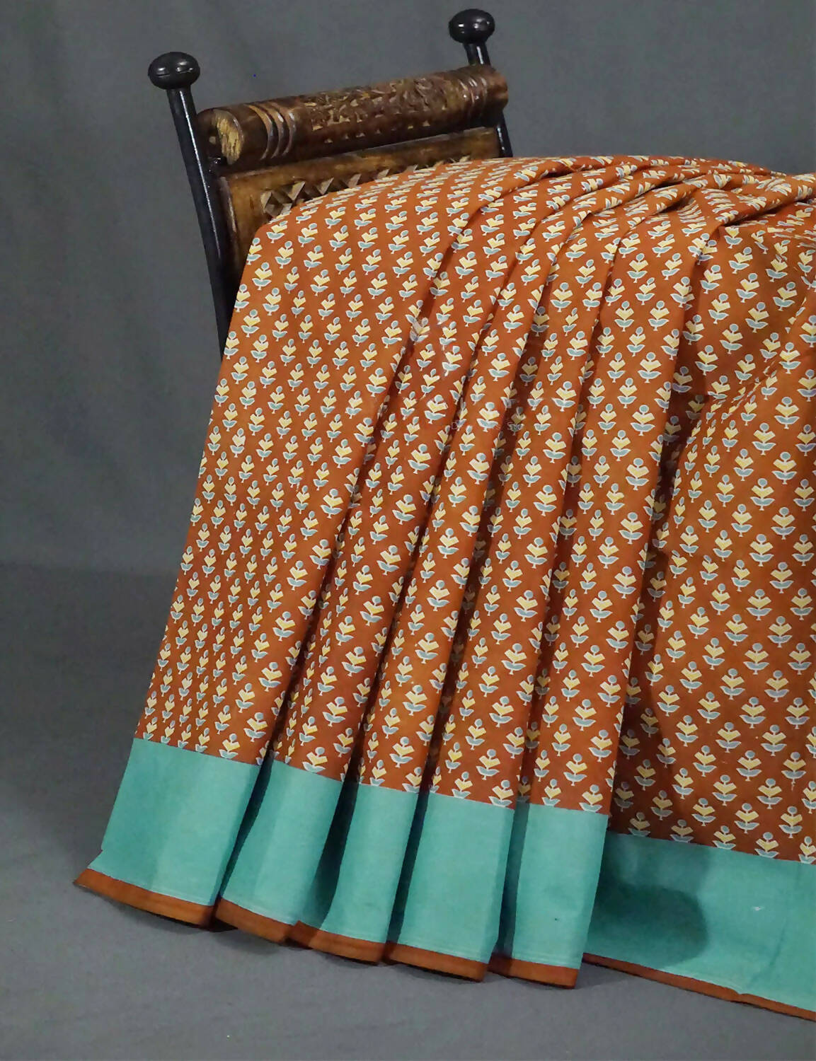 Chikoo Brown Block Print Pure Mulmul Cotton By Gayathri Reddy Designer Studio