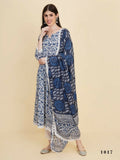 Designer Stylish Blue Rayon Stitched Suit With Dupatta - Tanisha