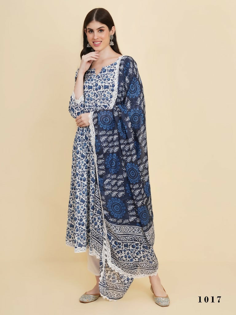 Designer Stylish Blue Rayon Stitched Suit With Dupatta - Tanisha