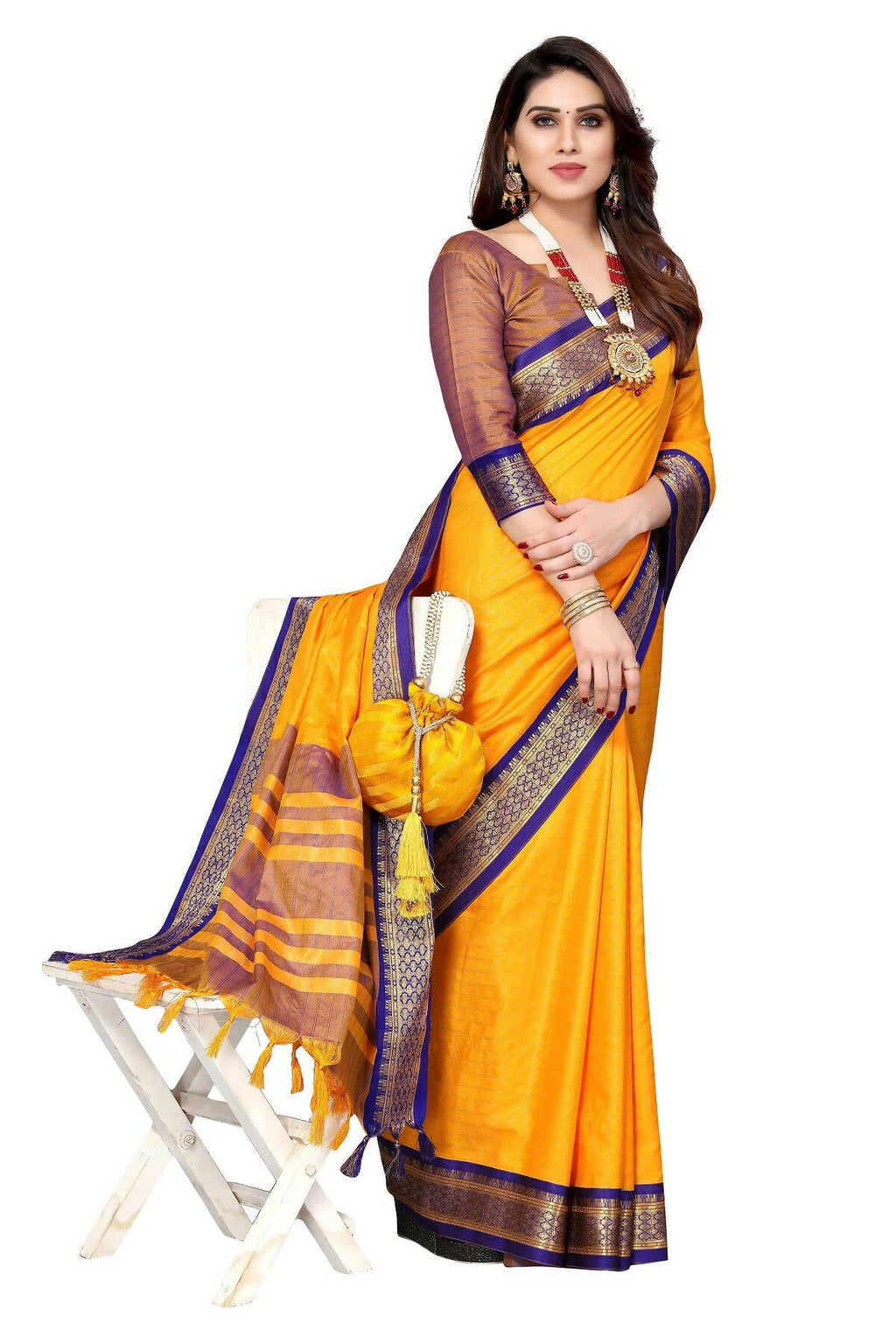 Vamika Weaving Yellow Cotton Silk Saree (BHAVINI YELLOW)