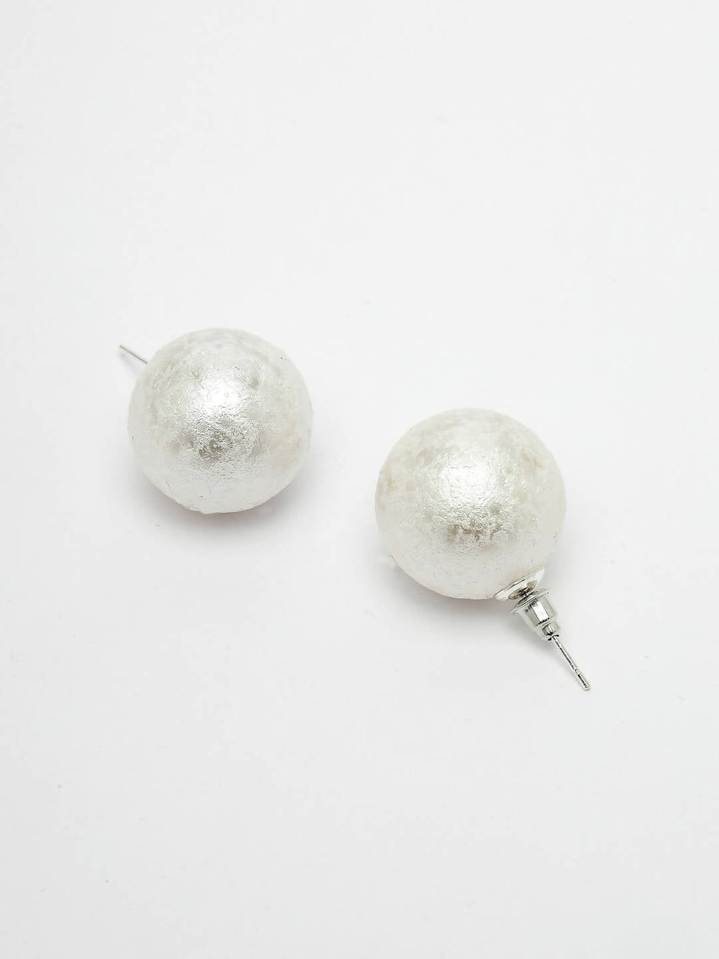 NVR Women's White Color Moon Stud Earrings
