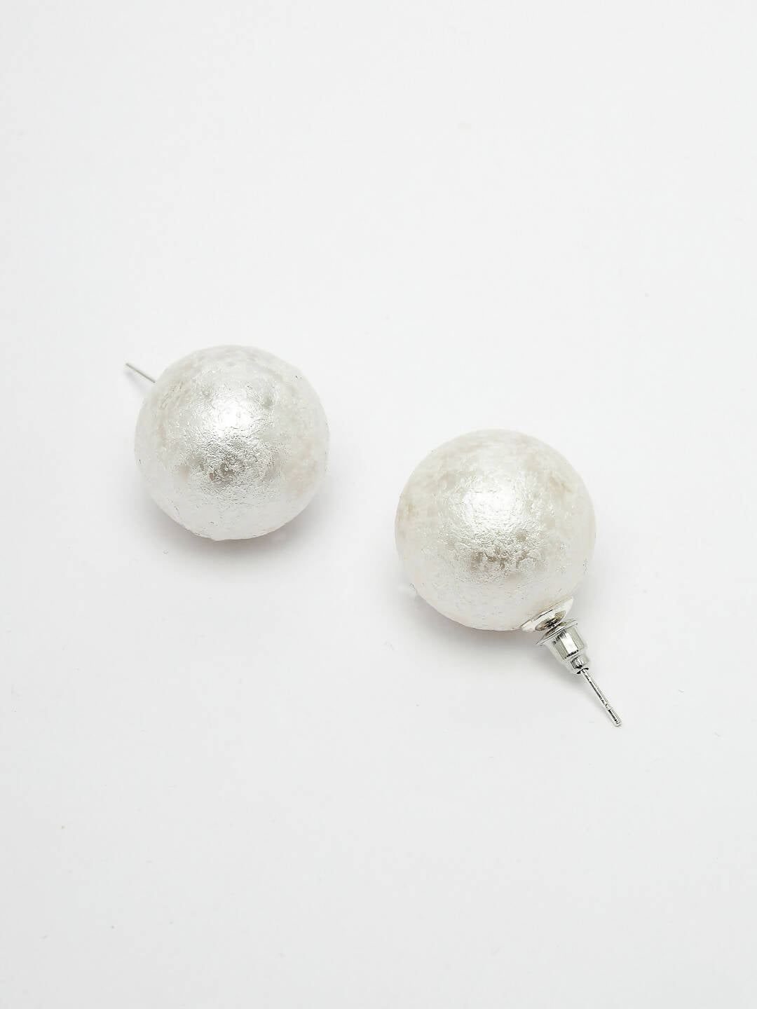 NVR Women's White Color Moon Stud Earrings