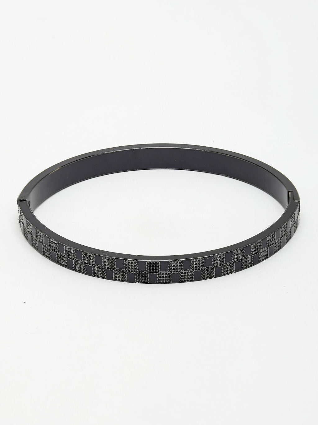 NVR Men's Black Rhodium-Plated Stainless Steel Kada Bracelet
