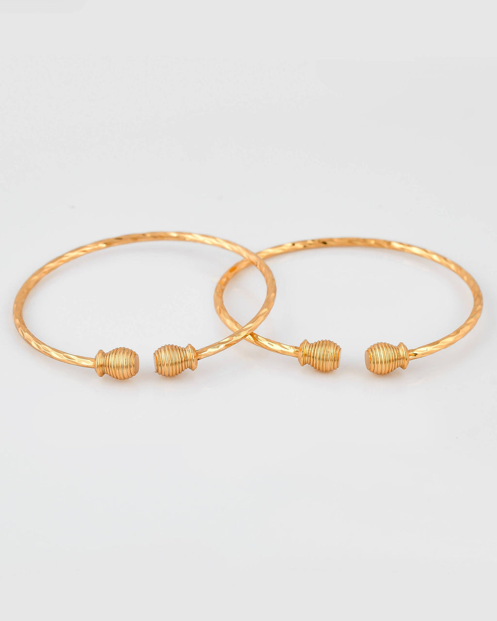 VOJ Stainless Steel Gold-Polished Bangle Set (Pack of 2)
