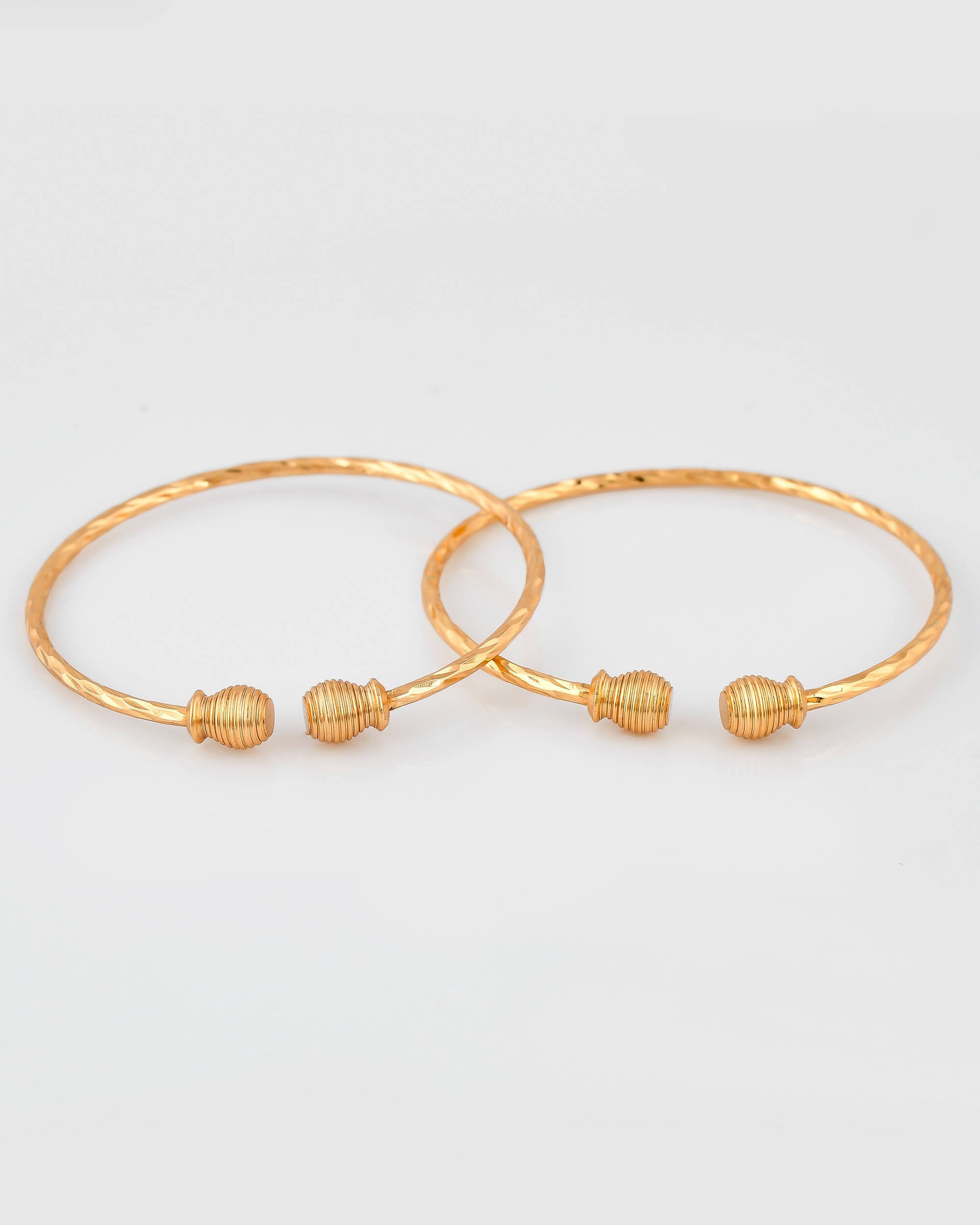 VOJ Stainless Steel Gold-Polished Bangle Set (Pack of 2)
