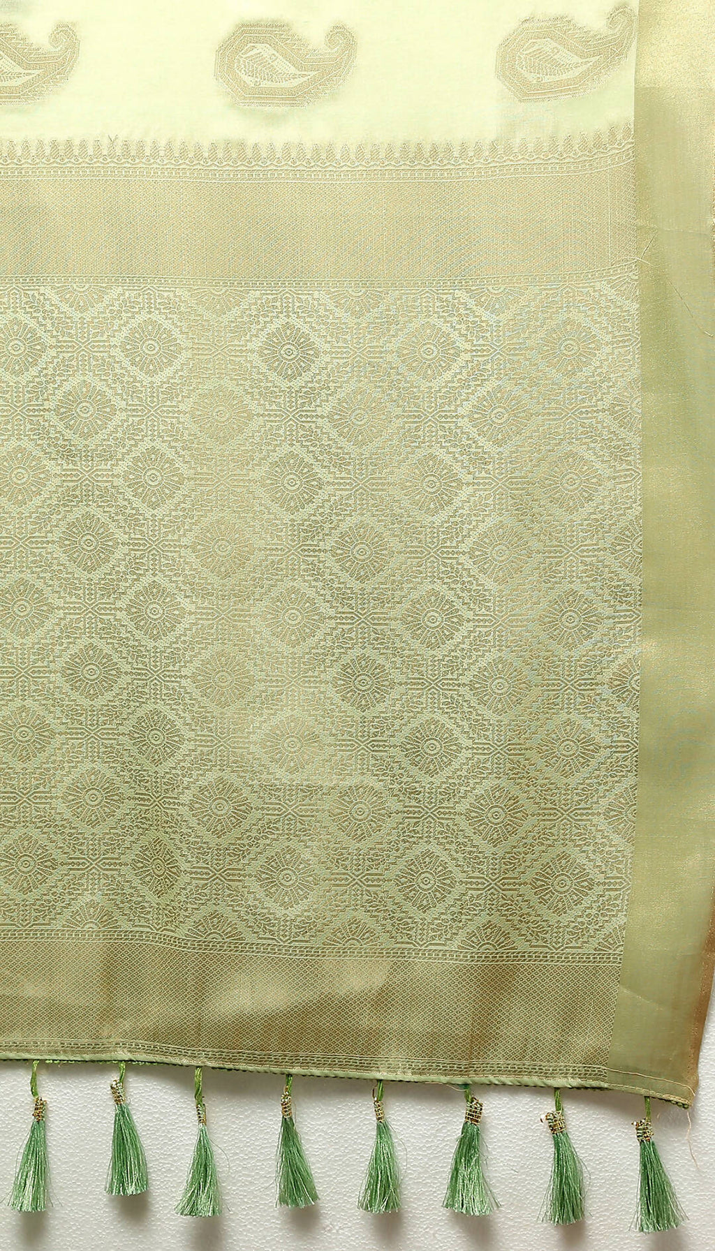 Lorenvalley Fashion Seagreen Cotton Woven Design with Zari Weaving Design Saree