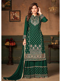 Myra Green Faux Georgette Embroidered Sharara Suit