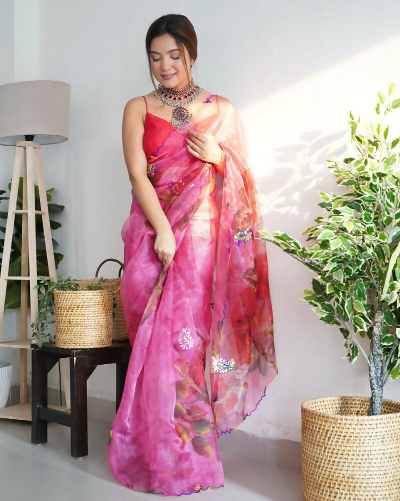 Vamsee Dillagi Dark Pink (Dillagi) Organza Saree