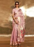 Pink Handwoven Tissue Fabric Festive & Party Style Saree - Emponline