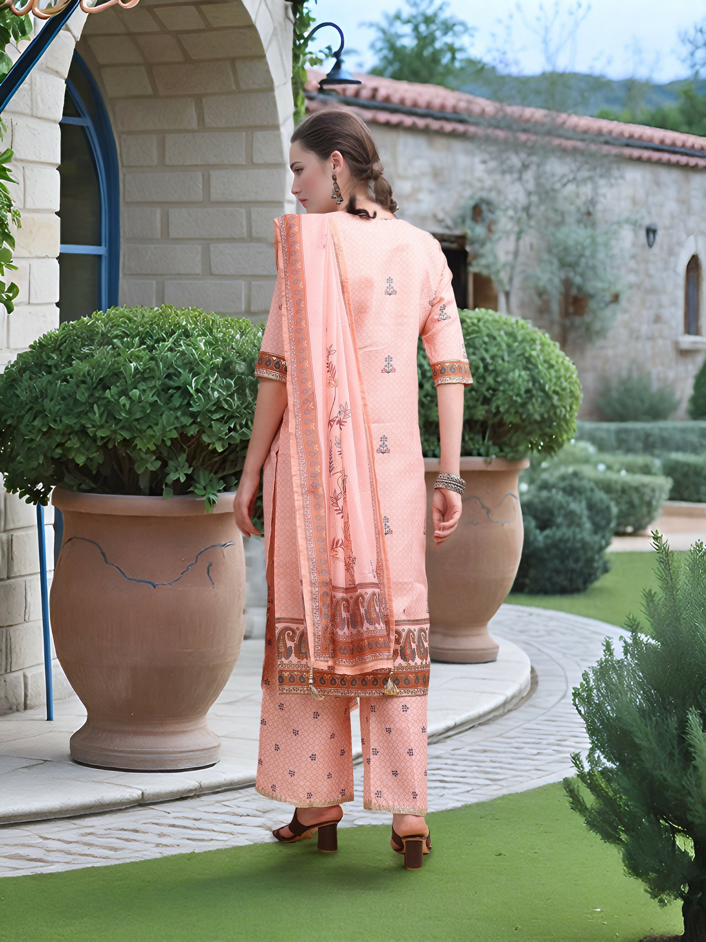 Joban Fashion Pink Position Digital Print With Position Foil Kurta Set