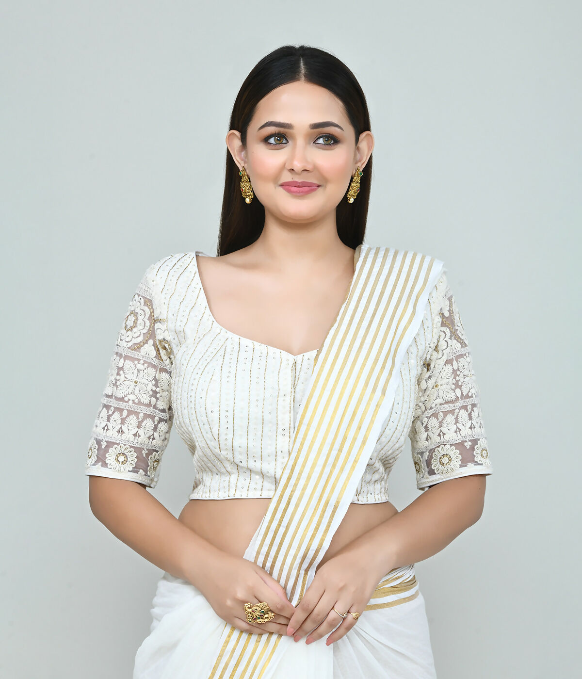 Joban Fashion Women's White Embroidered Stitched Blouse