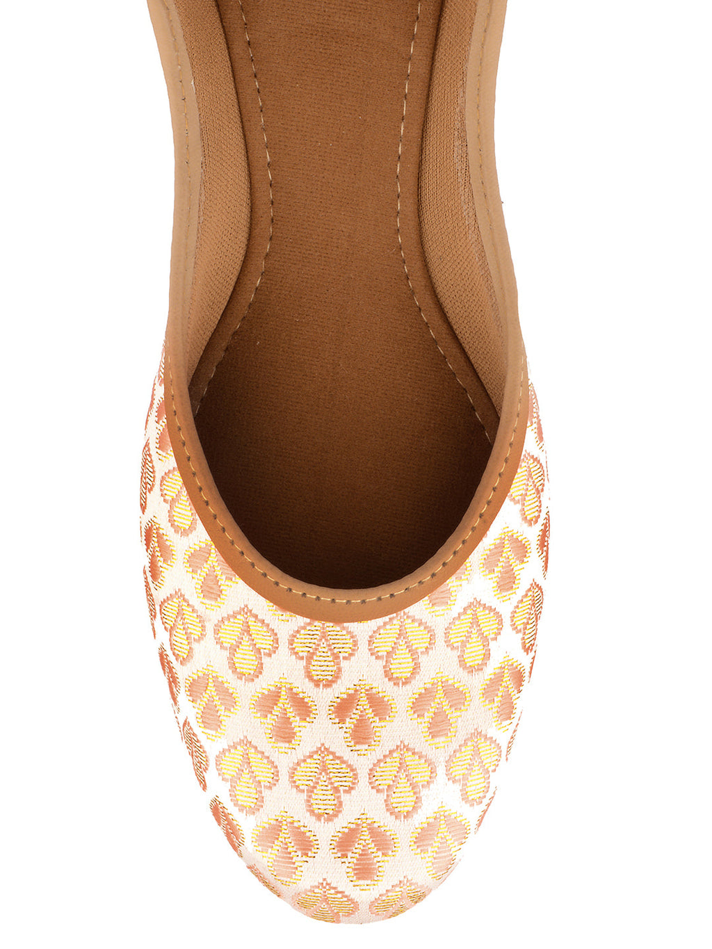 Desi Colour Women Indian Ethnic Footwear-Cushioned Peach Brocket