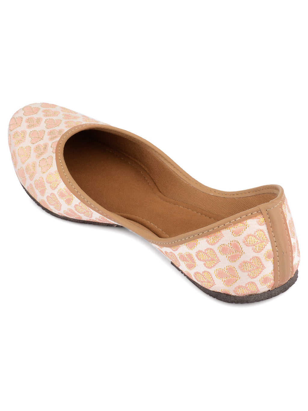 Desi Colour Women Indian Ethnic Footwear-Cushioned Peach Brocket