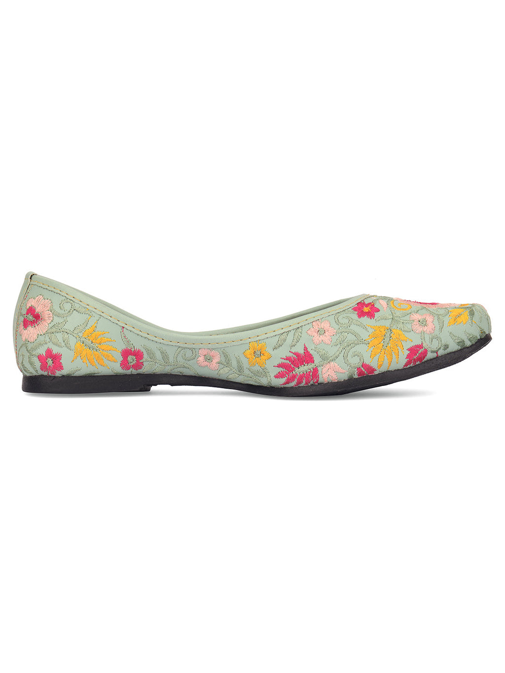Desi Colour Women Indian Ethnic Footwear-Cushioned -Sea Green