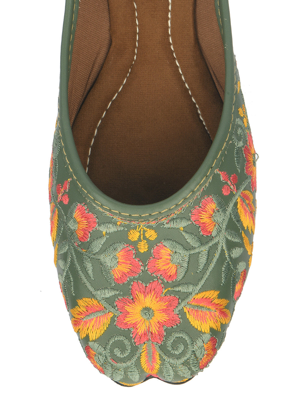 Desi Colour Women Indian Ethnic Footwear-Cushioned -Green