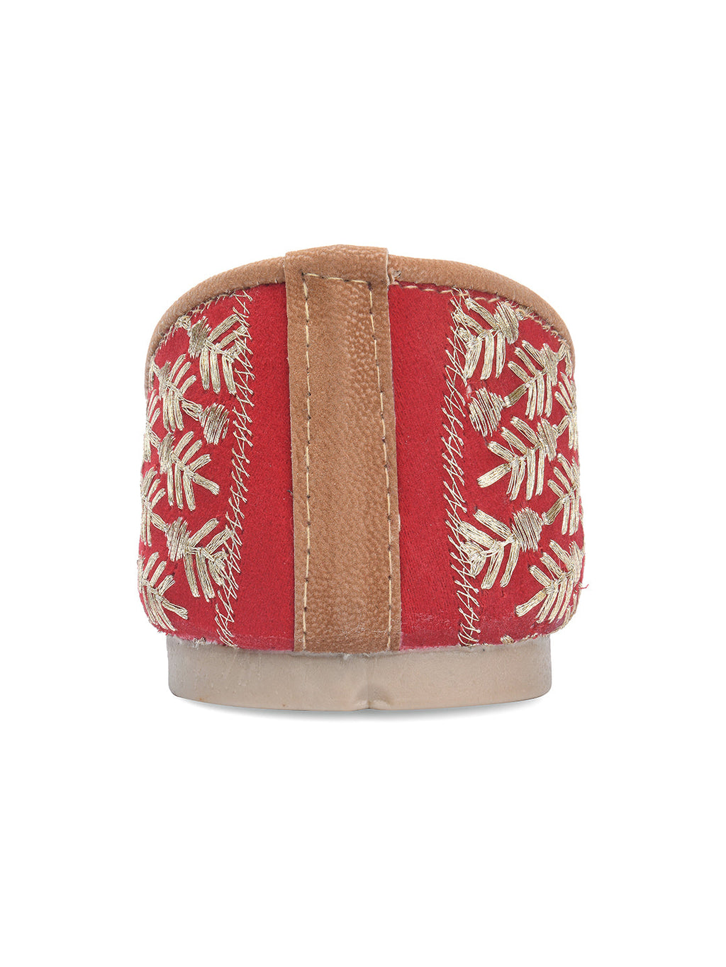 Desi Colour Women Indian Ethnic Footwear-Cushioned Embroidered Ruby