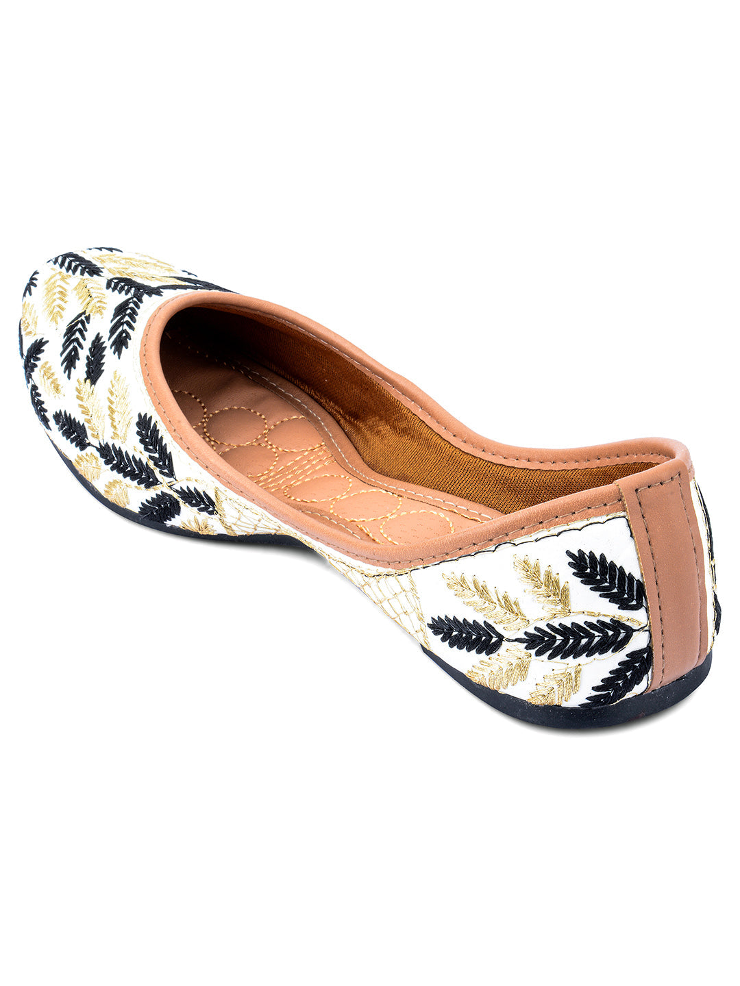 Desi Colour Women Indian Ethnic Footwear-Black Leaves