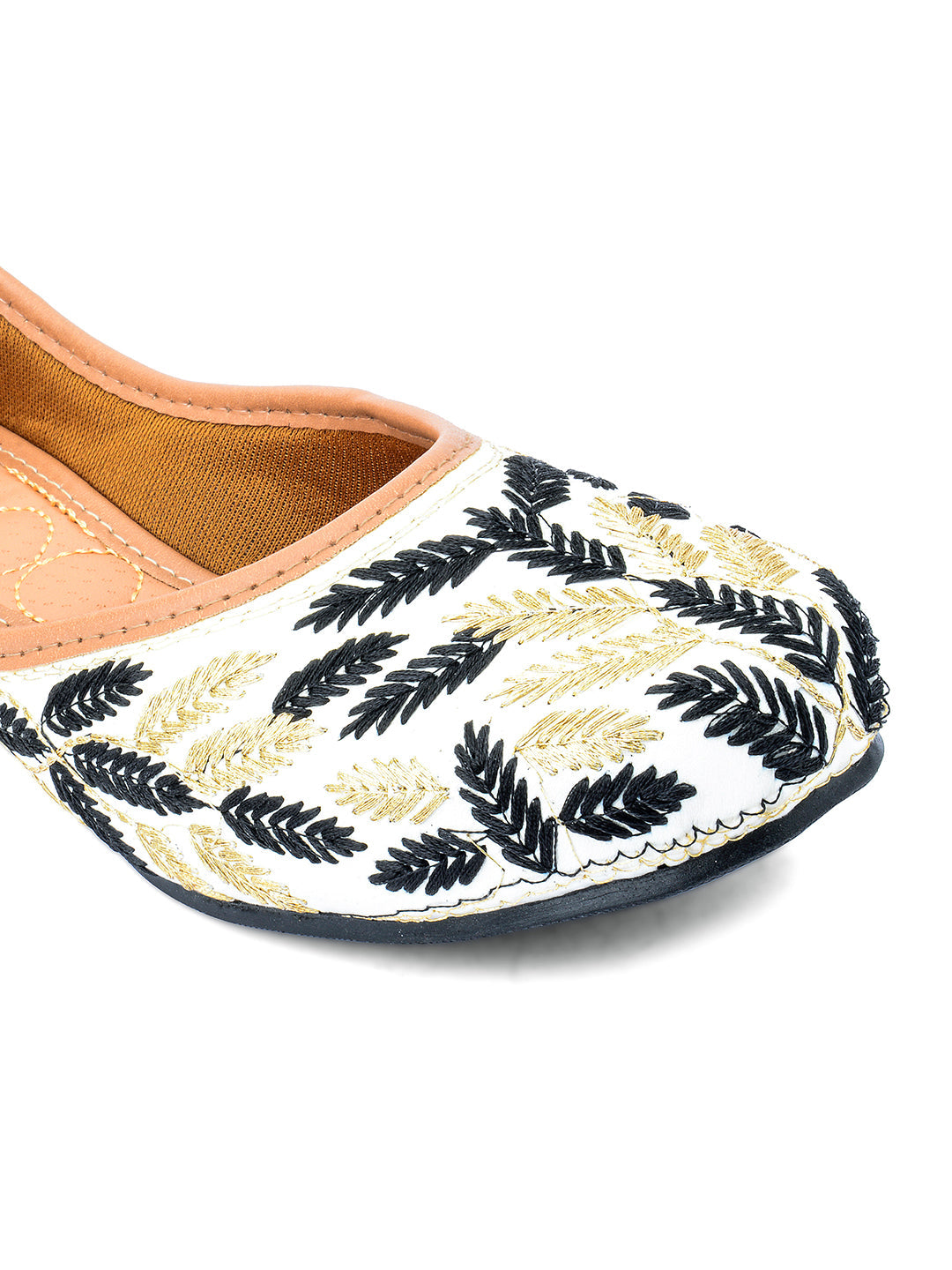 Desi Colour Women Indian Ethnic Footwear-Black Leaves