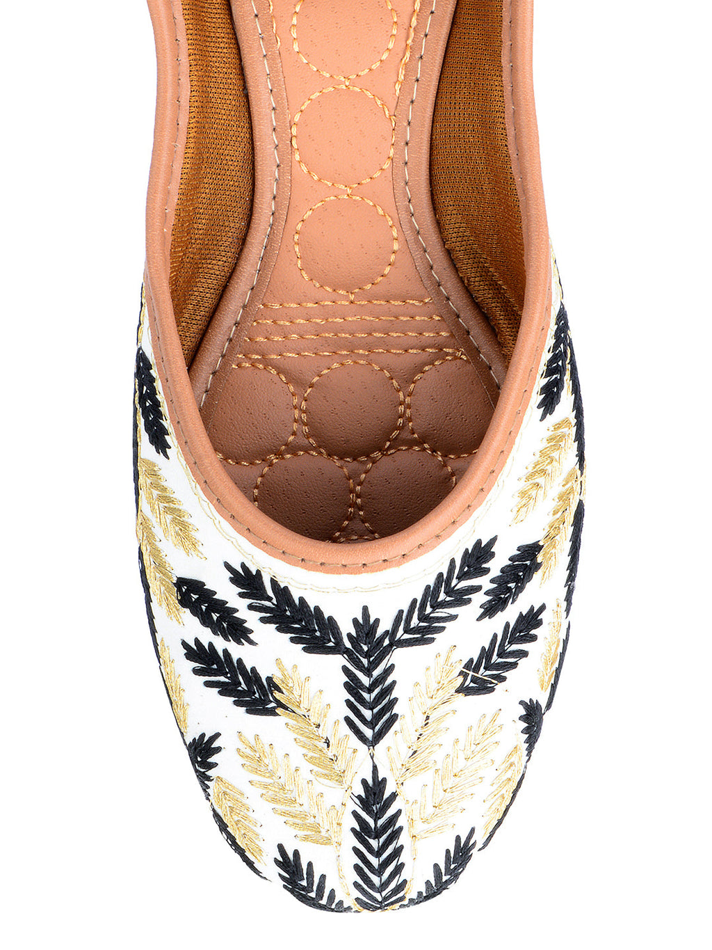 Desi Colour Women Indian Ethnic Footwear-Black Leaves