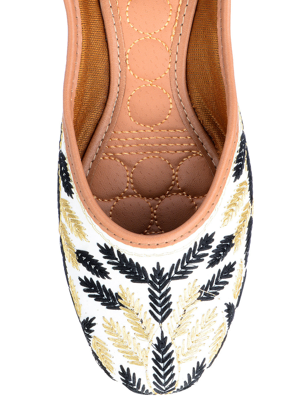 Desi Colour Women Indian Ethnic Footwear-Black Leaves
