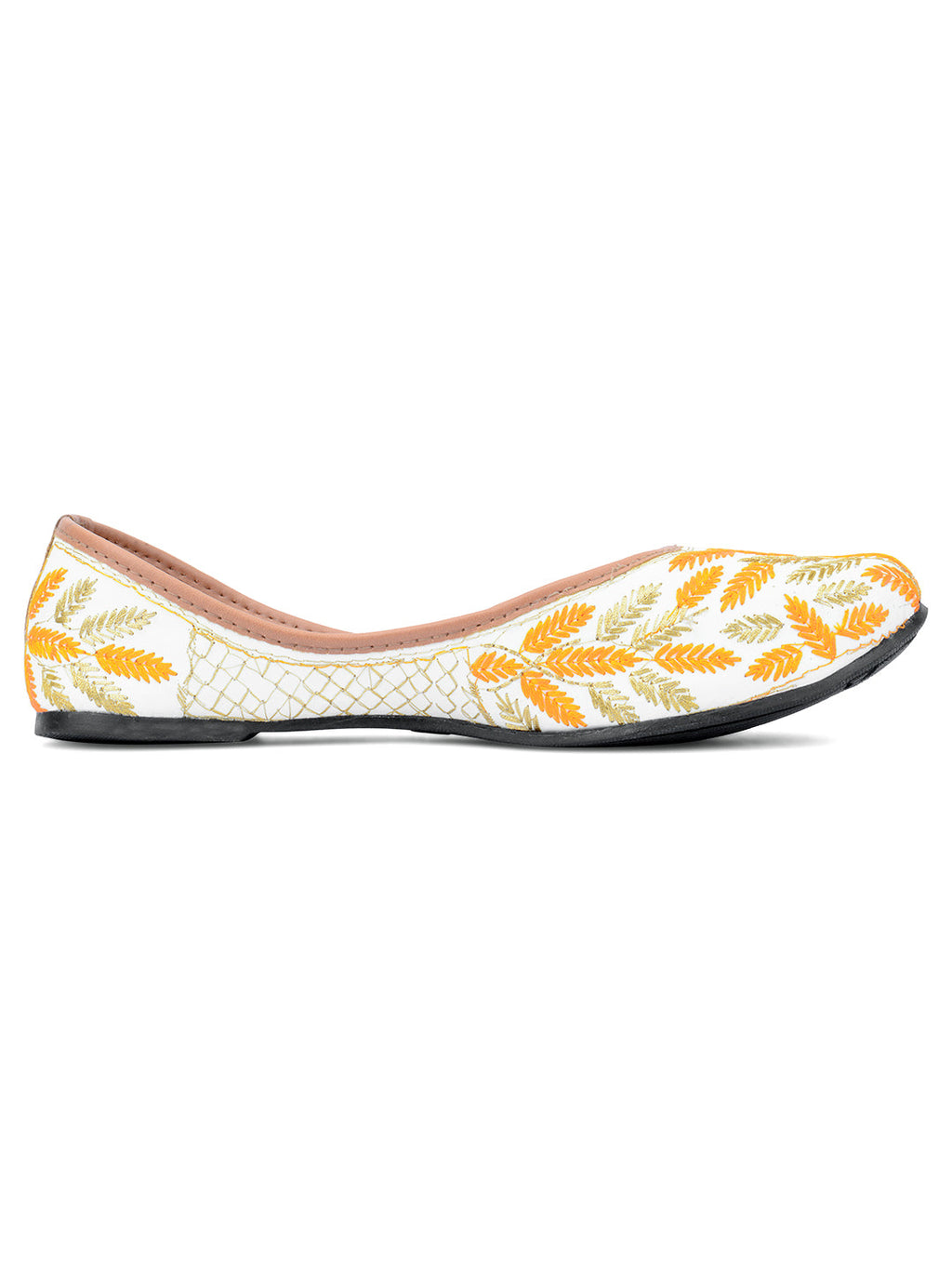 Desi Colour Women Indian Ethnic Footwear-Yellow Leaves
