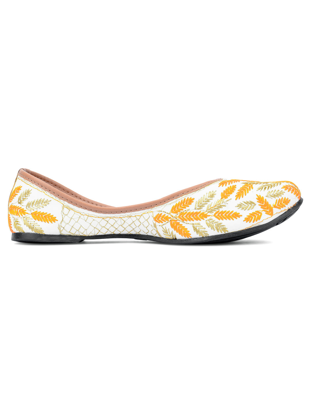 Desi Colour Women Indian Ethnic Footwear-Yellow Leaves