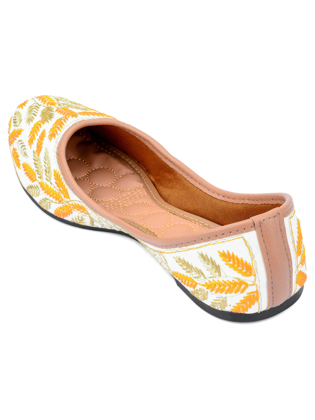 Desi Colour Women Indian Ethnic Footwear-Yellow Leaves