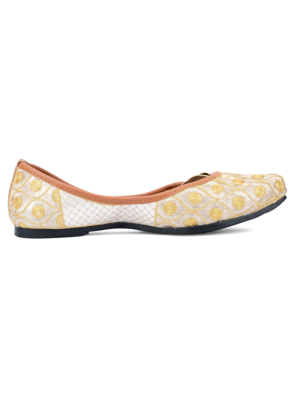 Desi Colour Women Indian Ethnic Footwear-Gold Side Flip-1