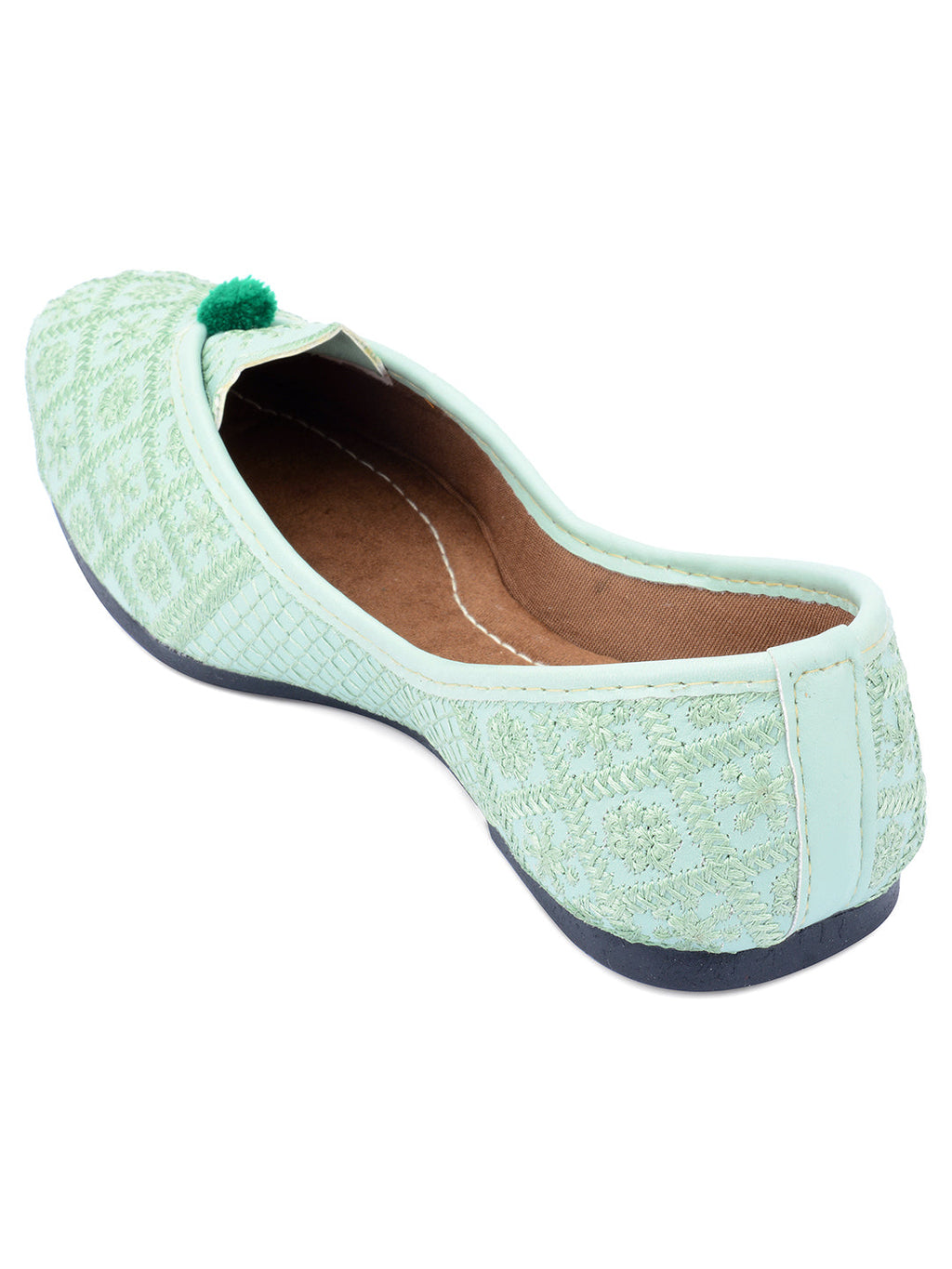 Desi Colour Women Indian Ethnic Footwear-Sea Green Front Flip