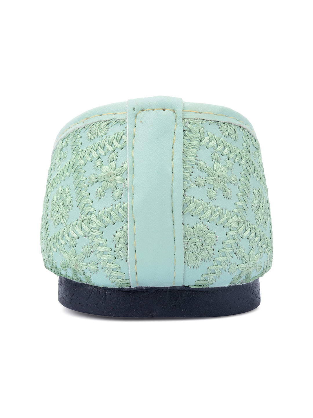 Desi Colour Women Indian Ethnic Footwear-Sea Green Front Flip
