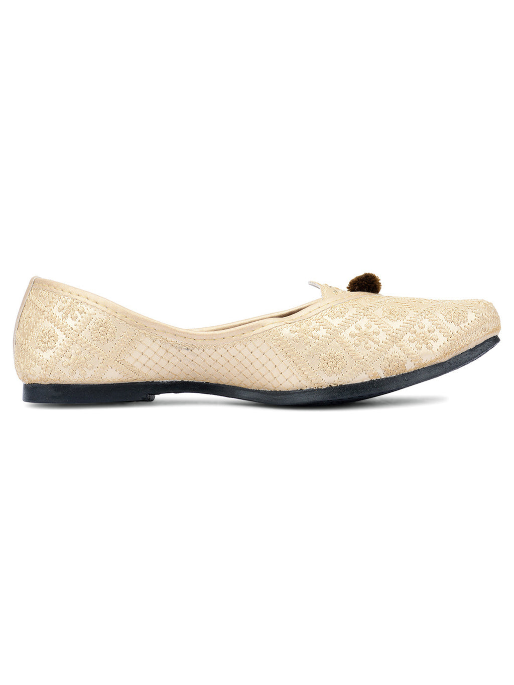 Desi Colour Women Indian Ethnic Footwear-Gold Front Flip
