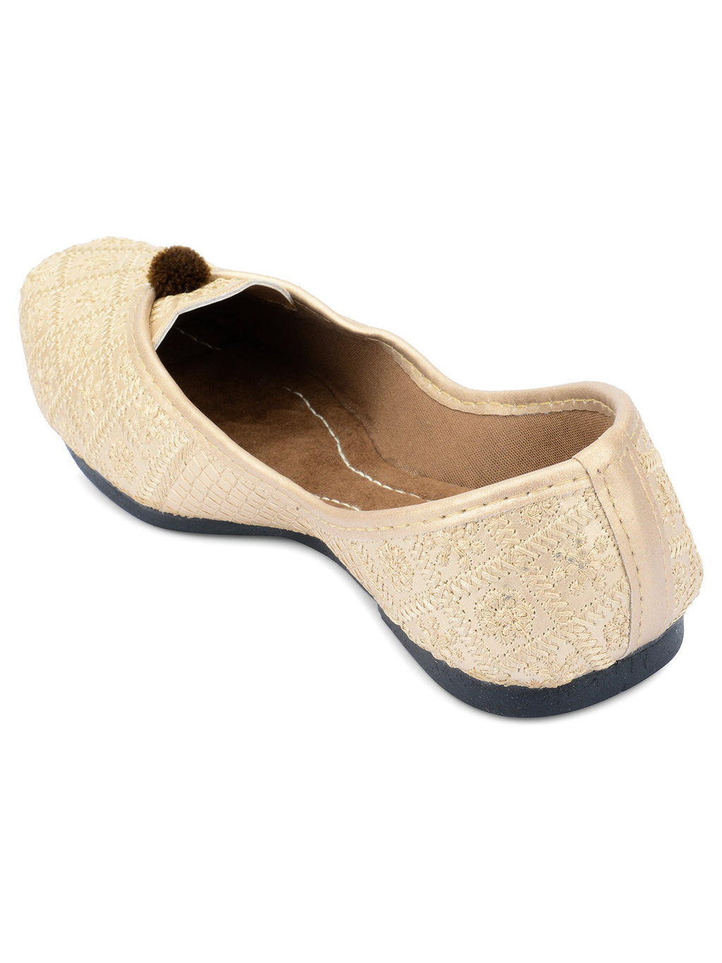 Desi Colour Women Indian Ethnic Footwear-Gold Front Flip